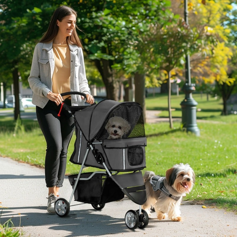 Draagbare Huisdierwagen – Dierenwagen – Hondenwagen – Kooi Op Wielen – Baby Stroller – Verstelbare Hoogte – 360° Zwenkwielen