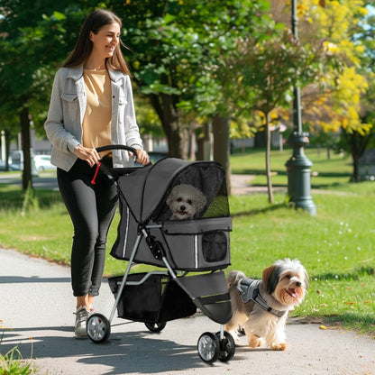 Draagbare Huisdierwagen – Dierenwagen – Hondenwagen – Kooi Op Wielen – Baby Stroller – Verstelbare Hoogte – 360° Zwenkwielen