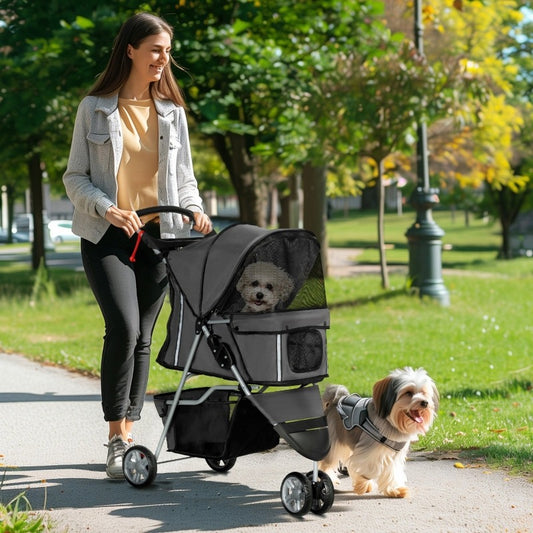 Draagbare Huisdierwagen – Dierenwagen – Hondenwagen – Kooi Op Wielen – Baby Stroller – Verstelbare Hoogte – 360° Zwenkwielen