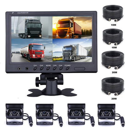 Achteruitrijcamera – Parkeercamera – Reversiecamera – Backup Camera – 4 Camera Set – 9 Inch Monitor – Nachtzicht – 20 Meter Kabels