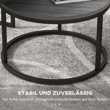 Salontafel – Koffietafel – Bijzettafel – Sofa Tafel – Woonkamertafel – Zwart Metalen Frame – Stapelbaar Design