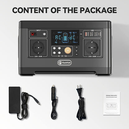 Powerstation – Draagbare Generator – Mobiele Stroomvoorziening – Power Bank – Noodstroom – 520Wh Lithium Batterij – 5 AC Stopcontacten & 4 USB Poorten