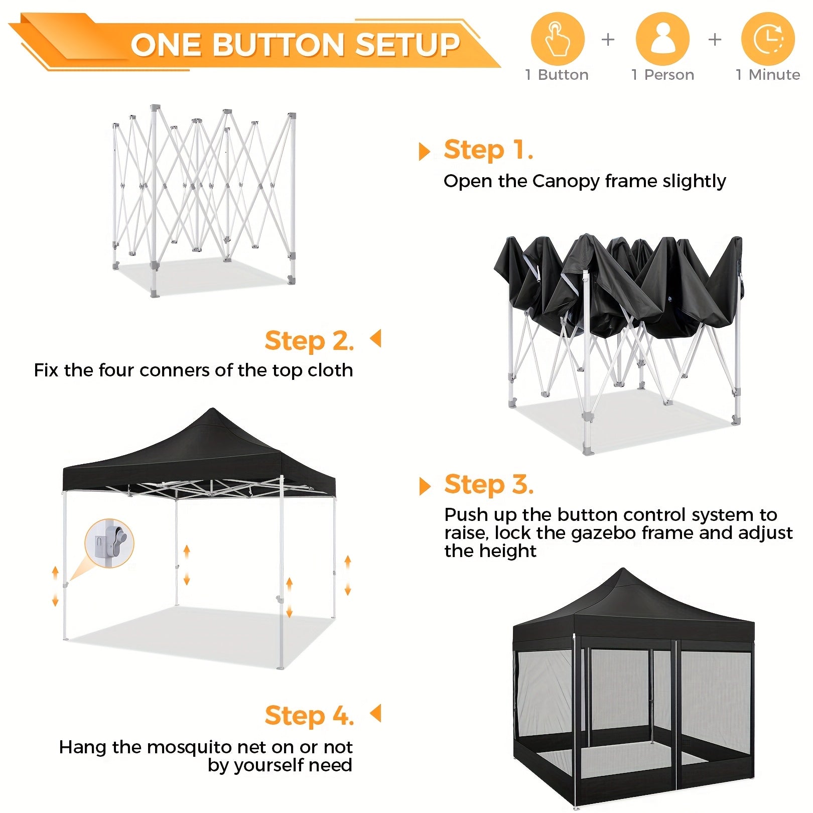 Klaptent – Inklapbare Tent – Muskietennet Tent – Camping Tent – 3x3 Meter – Lichtgewicht Aluminium – Inklapbaar Met Draagtas - QUORE