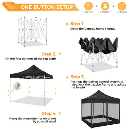 Klaptent – Inklapbare Tent – Muskietennet Tent – Camping Tent – 3x3 Meter – Lichtgewicht Aluminium – Inklapbaar Met Draagtas - QUORE