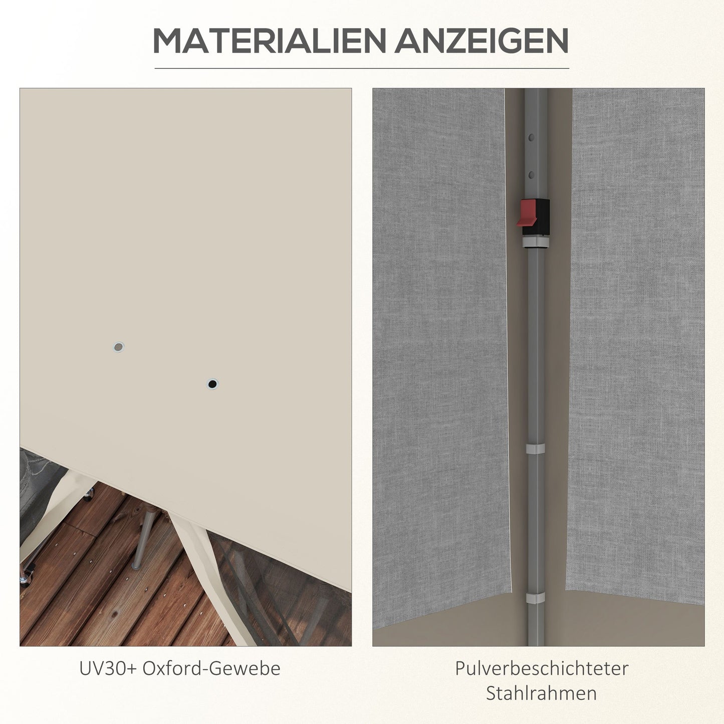 Inklapbaar Tuinpaviljoen – Vouwtent – Tuinkraam – Overkapping – Partytent – Hoogte Verstelbaar – Met Muskietennet – 3x3 Meter Beige