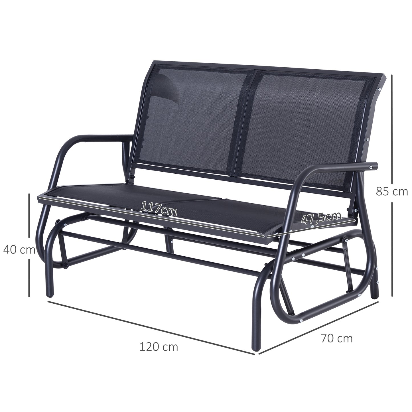 Tuinschommelbank – Tuinbank – Schommelstoel – Tuinmeubel – Loungestoel – Metalen Frame – Ademend Mesh – 2 Personen – Draagvermogen 200 kg