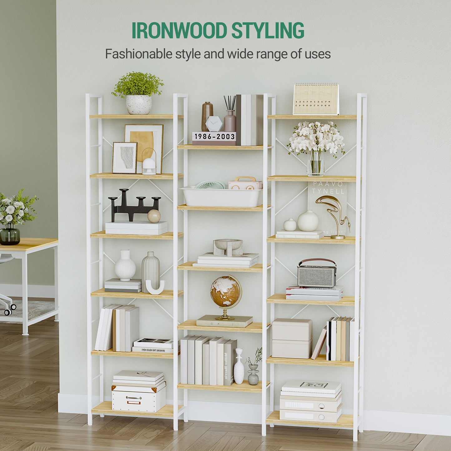 Boekenkast – Vakkenkast – Boekenrek – Opbergkast – Wandkast – 17 Planken – Verstelbare Plankhoogte – Retrobruin 24x152x186 cm – Draagkracht 340 kg