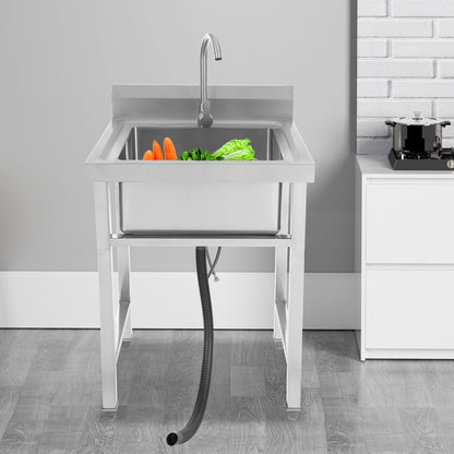 Keukenspoelbak – Spoelbak Keuken – Wasbak Keuken – Gootsteen – Enkele Spoelbak – Roestvrij Staal – 45x41x23 cm – Verstelbare Pootjes & Snelle Afvoer