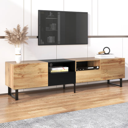 TV-meubel – TV-kast – Tv-meubel – Mediameubel – Modern – Zwart-Houtlook – Ruime Opbergruimte – Stevige MDF Constructie
