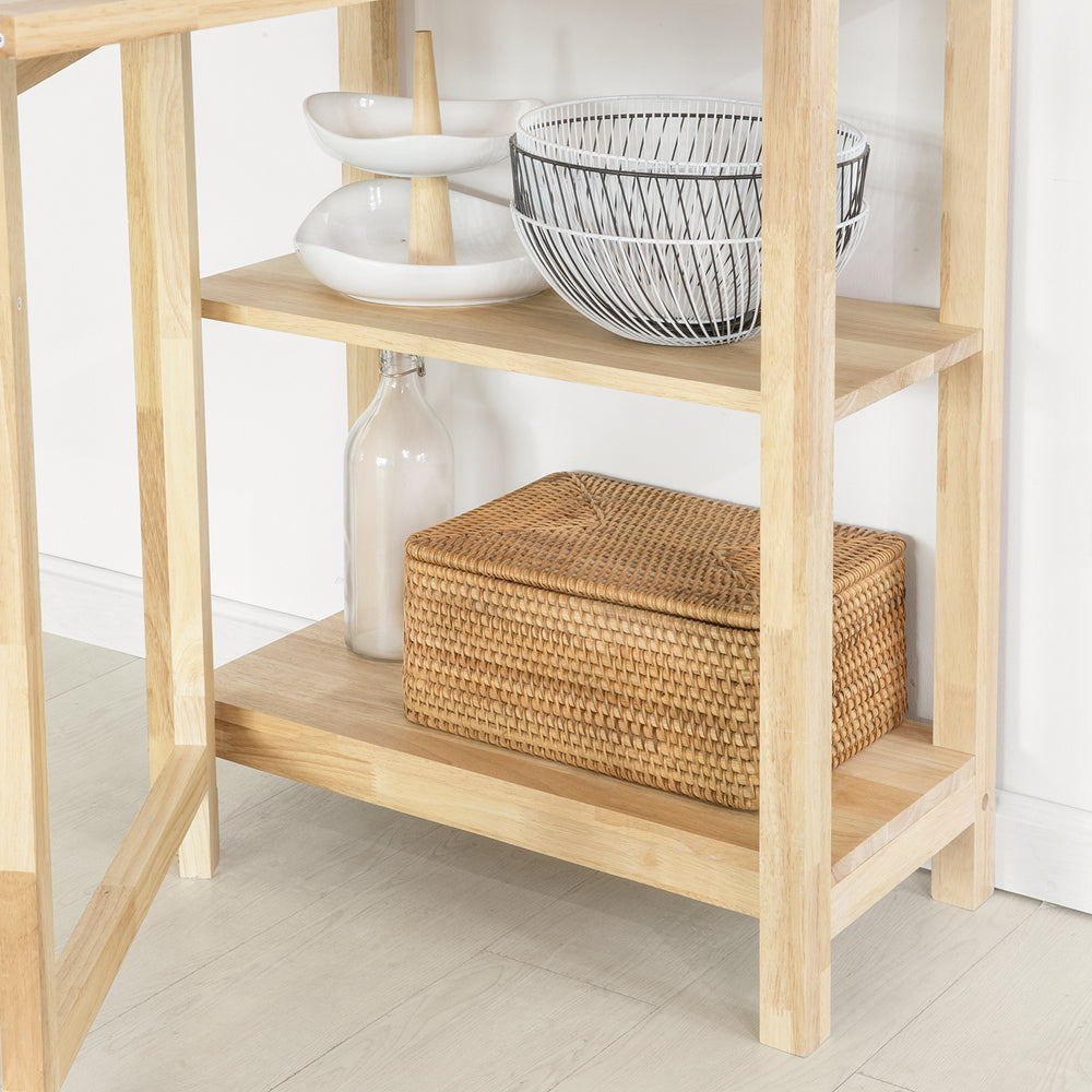 1pc Folding Dining Table 45 X 45 X 32 Cm with Shelf in Hevea Wood for Kitchen Dining Room Sobuy FWT70-N
