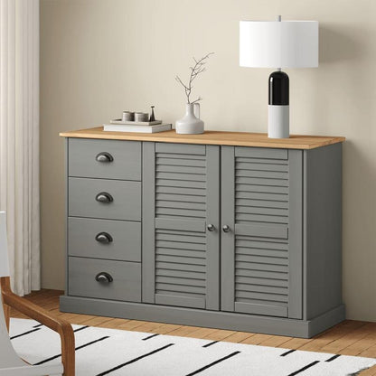 Sideboard – Dressoir – Kast – Opbergmeubel – Buffetkast – Grijs – Massief Grenenhout – 113x40x75 cm – Veelzijdige Opbergruimte – Duurzaam Design