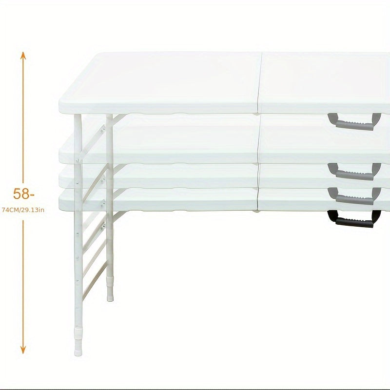 Draagbare Inklapbare Tafel – Uitklaptafel – Campingtafel – Picknicktafel – Werktafel – Verstelbare Hoogte – Lichtgewicht Compact – Stevig Waterbestendig – Eenvoudig Schoon Te Maken – Wit