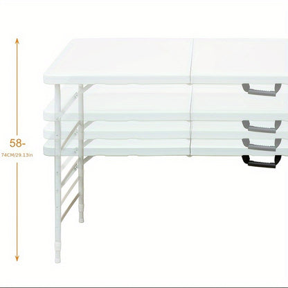 Draagbare Inklapbare Tafel – Uitklaptafel – Campingtafel – Picknicktafel – Werktafel – Verstelbare Hoogte – Lichtgewicht Compact – Stevig Waterbestendig – Eenvoudig Schoon Te Maken – Wit