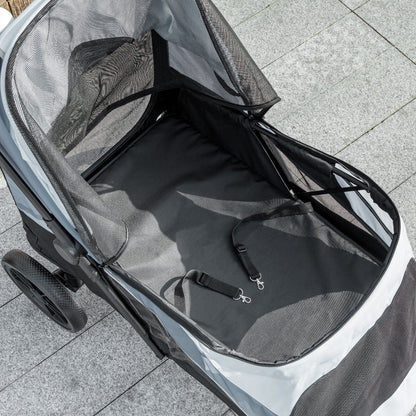 Hondenwagen – Hondenbuggy – Hondenkar – Huisdierwagen – Hondenbuggy Voor Grote Honden – Inklapbaar – Vier Wielen Met Remmen – Veiligheidslijn – Grijs