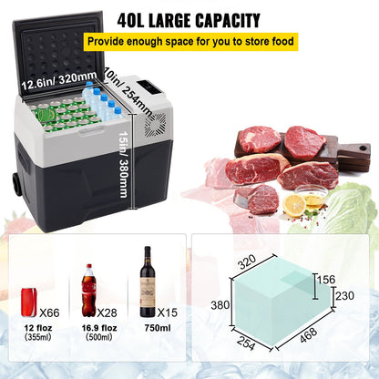 Autokoelkast – Autokoelbox – Mobiele Koelbox – Draagbare Koelkast – Compressor Koeltechniek – 40 Liter Inhoud – 12/24V & 230V Aansluiting