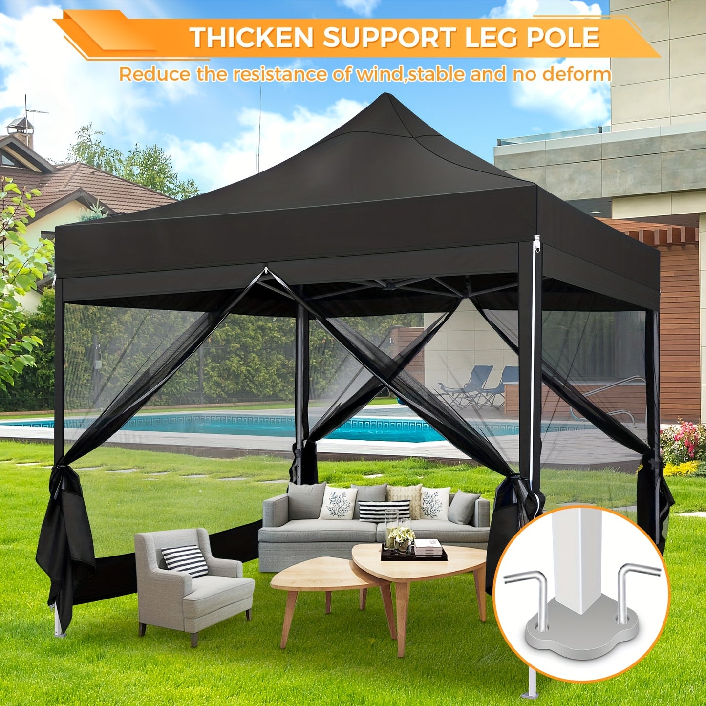 Klaptent – Inklapbare Tent – Muskietennet Tent – Camping Tent – 3x3 Meter – Lichtgewicht Aluminium – Inklapbaar Met Draagtas - QUORE