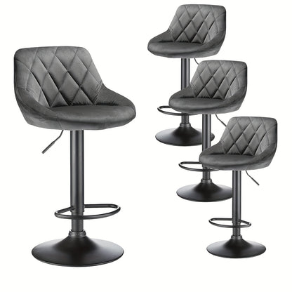 Barkrukken – Barstoelen – Krukken – Zithoogte Verstelbaar – Set van 4 – Velvet Bekleding – Metalen Frame – Ergonomisch Ontwerp – Draaibaar