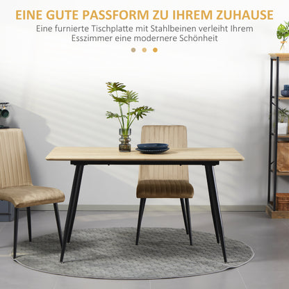 Eettafel – Tafels – Meubels – Kleine Eettafel – Keukentafel – Scandinavisch Design – 140x80x76 cm – MDF Houtfineer Met Zwarte Stalen Poten