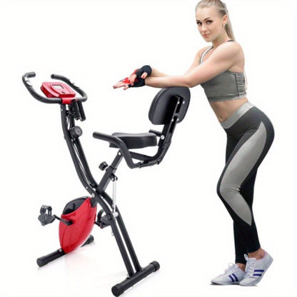 Inklapbare Hometrainer – Magnetische Weerstand – Compacte Fitnessfiets – Ruimtebesparend – Stille Training – Trainingscomputer – Weerstandsbanden - Rood