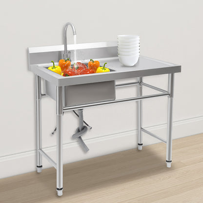 Keukenspoelbak – Spoelbakken – Gootsteen – Wasbak – Keukenwasbak – Roestvrij Staal – 100x60x93 cm – Heavy-Duty 201 RVS Met Centrale Afvoer