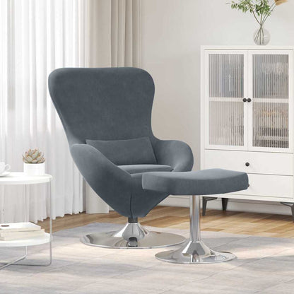 Fauteuil – Draaifauteuil – Loungefauteuil – Relaxstoel – Armstoel – Donkergrijs – Fluwelen Bekleding – Ingebouwde Voetensteun