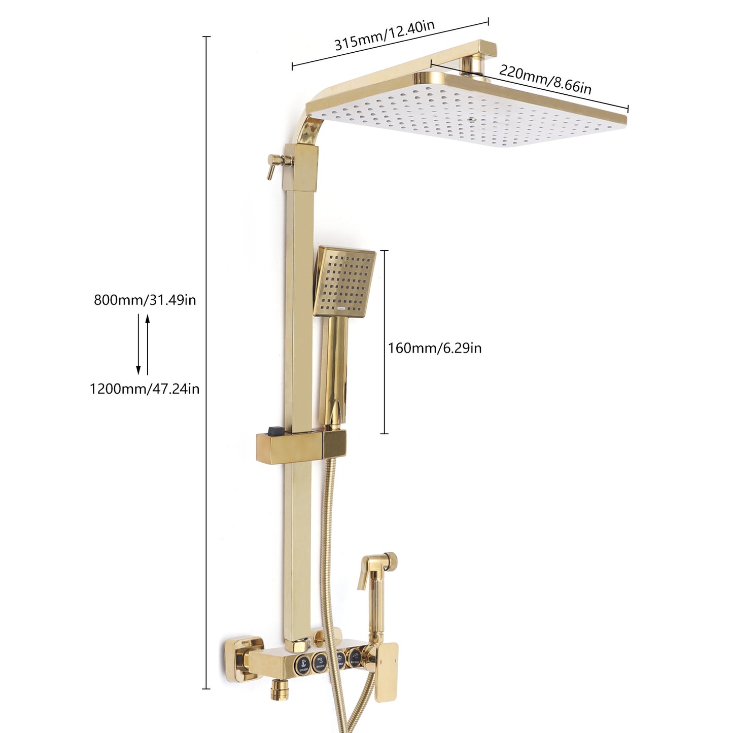 Wall Mounted Shower Set, Golden Shower Set, Wall Mounted Shower Fixtures