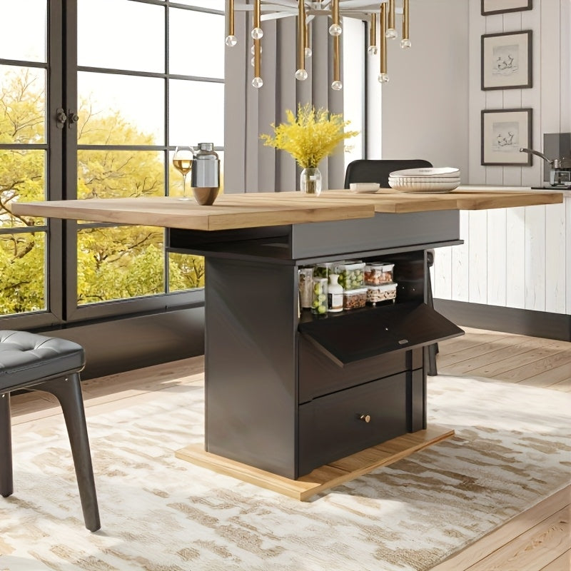 Eettafel zwart – Eettafel compact – Eettafel klein – Eettafel modern – Eettafel functioneel – Geen montage – Verborgen opbergruimte