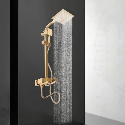 Golden Shower System – Regendouche – Douche Set – Mengkraan – Douchefittingen – Koperen Materiaal – Wandmontage