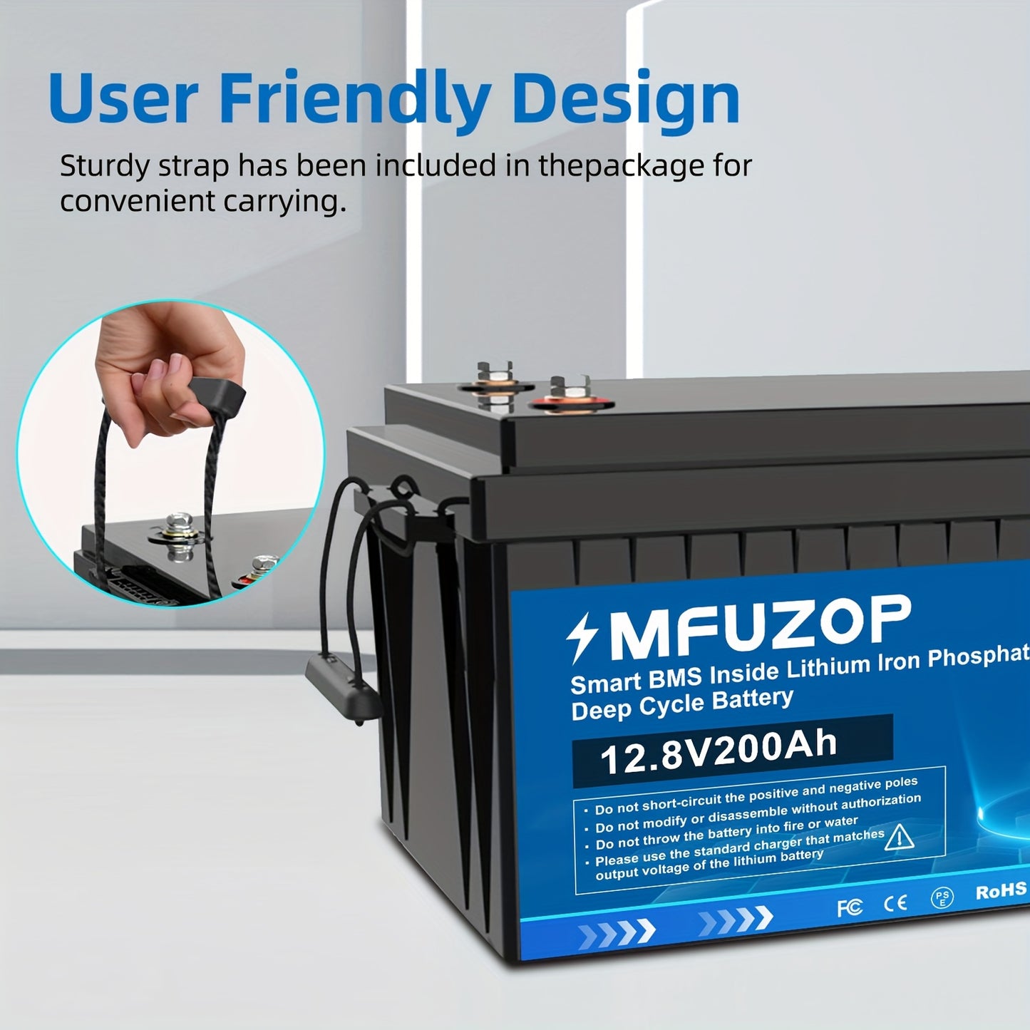 12V 200Ah LiFePO4 Accu – Lithium Batterij – Deep Cycle Accu – RV Accu – Marine Accu – Hoge Capaciteit 200A – Ingebouwde Slimme BMS