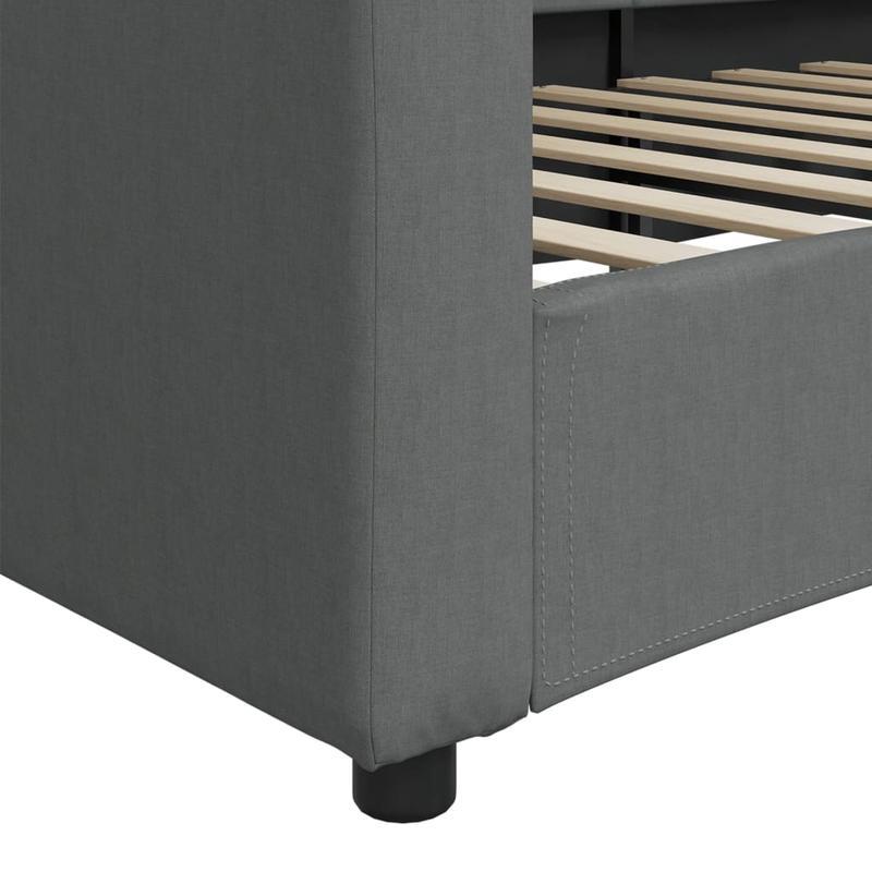 Slaapbank – Bedbank – Sofa Bed – Klikbed – Uitklapbank – Donkergrijs – Compact 90x200 cm – Stevig Houten Frame