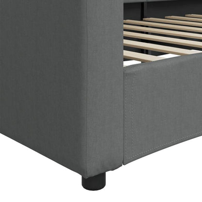 Slaapbank – Bedbank – Sofa Bed – Klikbed – Uitklapbank – Donkergrijs – Compact 90x200 cm – Stevig Houten Frame
