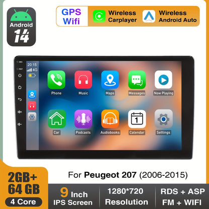 Android 14 Autoradio – Car Stereo – Multimedia Systeem – Navigatie Unit – Auto Audio – 9-Inch IPS Touchscreen – Draadloze CarPlay & Android Auto