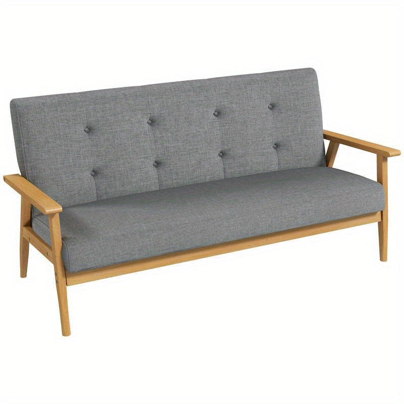 Easy-to-Assemble Modern 3-Seater Sofa Bed-like Couch - Thick Foam & Rubberwood Frame, Gray Upholstered Futon Sofa for Small Spaces, Apartments, Living Room, Bedroom, Office - Durable (Assembly Required)