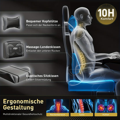 Gamingstoel – Gamestoel – Gaming Chair – Game Stoel – Bureaustoel – Verstelbare Rugleuning 90°-135° – Uitklapbare Voetsteun & Ergonomisch Neck Kussen