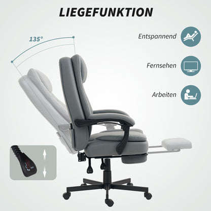 Bureaustoel – Kantoorstoel – Werkstoel – Deskchair – Massagestoel – Grijs – Verstelbare Zithoogte – Massagefunctie