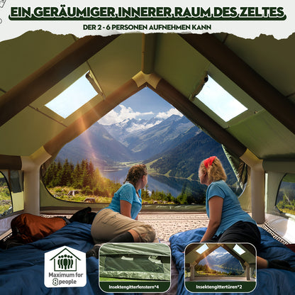 Opblaasbare Tent – Lucht Tent – Kampeertent – Festival Tent – Familietent – Militair Groen 3x2,1m – Snelle Installatie met Handpomp – Duurzaam 420D Oxford Materiaal