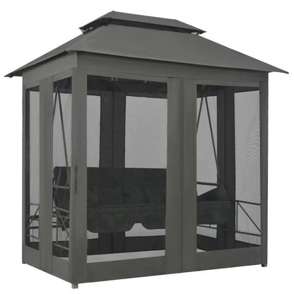 Schommelbank – Schommelstoel – Tuinbank – Schommelbank Met Dak – Swingbank Antraciet – Robuust Stalen Frame – Groot Formaat 220x160x240 cm