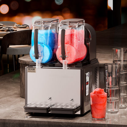 Slushmachine – Slush Puppie Machine – Slushmaker – Slushy Ijsmachine – 2x 4L Tanks – 15 Instelbare Temperatuurniveaus – Roestvrij Staal
