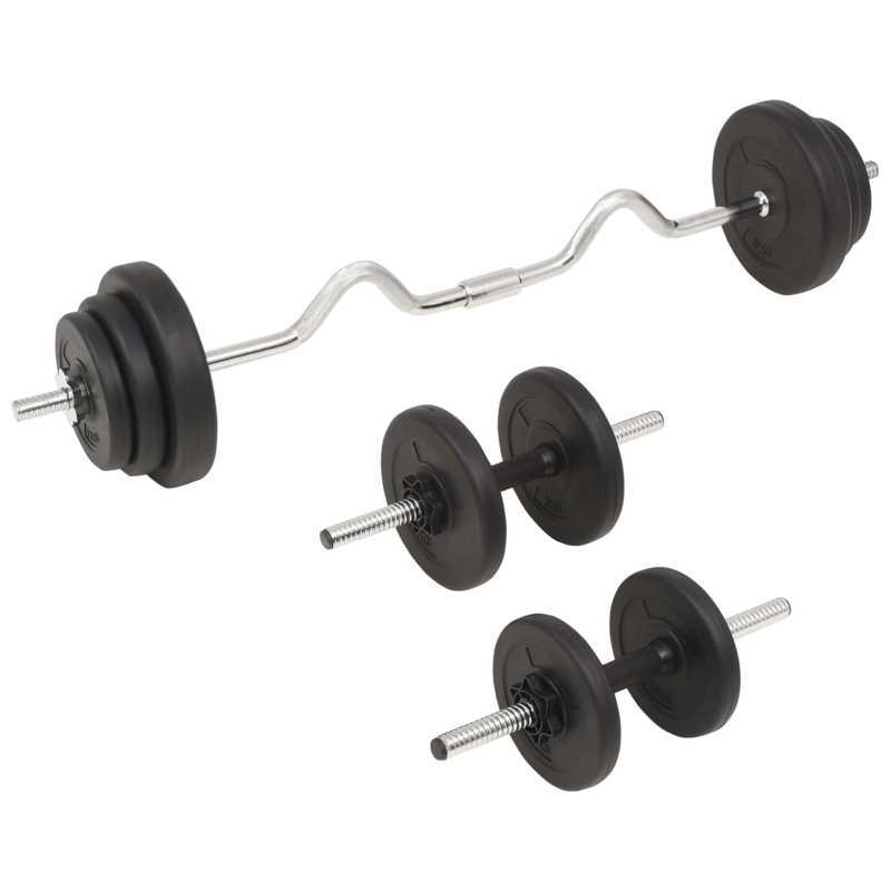 Barbell Set 30 kg – Halterset – Dumbbell Set – Gewichtheffen – Krachttraining – Verstelbaar Gewicht – Duurzame Cement Schijven