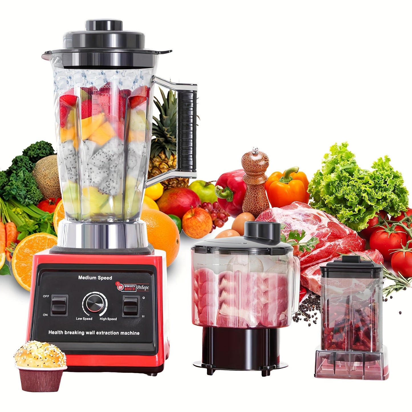 3-in-1 Mixer – Keukenmixer – Blendermachine – Smoothiemaker – Milkshakemixer – 700W Krachtige Motor – 15 Snelheidsstanden – 3 Mengkommen (3L, 1,5L, 0,5L)