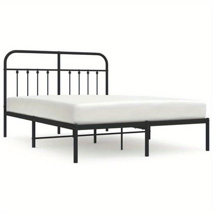 Modern Black Metal Bed Frame with Headboard, 140x190cm - Powder-Coated Steel for Strength & Stability, Minimalist Design for Contemporary Bedrooms, Minimalist Bed Frame | Modern Bedframe | Sleek Metal Design