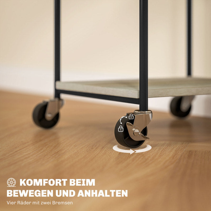 Printerstandaard – Printerwagen – Printertafel – Printerrek – Mobiele Printerkast Grijs – Verstelbare Hoogte – 3 Niveaus Opbergruimte