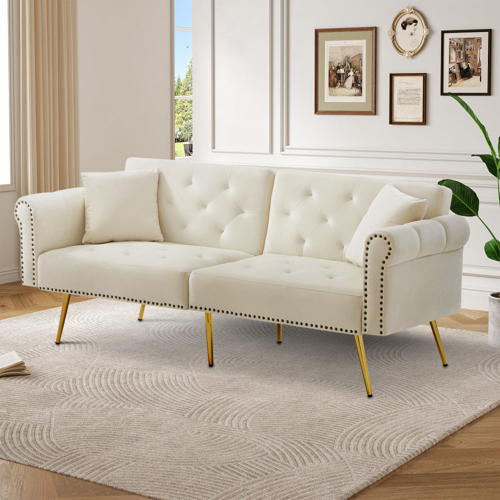 This Modern Velvet Two-Person Sofa Bed Comes with a Backrest That Can Be Adjusted to Three Different Positions. Its Chic Design Not Only Provides Sleeping Options But Also Maximizes Space And Supports a Strong Weight Limit, M
