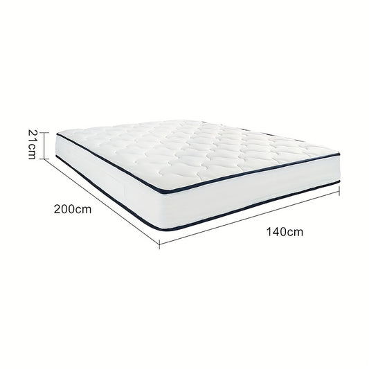140 x 200cm mattress, 7 zone pocket spring mattress, 21cm height, H3 hardness, comfort spring mattress with foam and microfiber cover