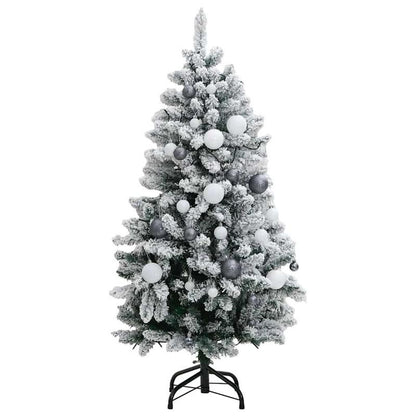 120cm Foldable Artificial Christmas Tree with White & Clear Ornaments - Full Floor Display with Sturdy Black Stand, No Assembly//, Lightweight Portable Design for Living Room, Bedroom, Entryway - Easy Storage, Modern Holiday