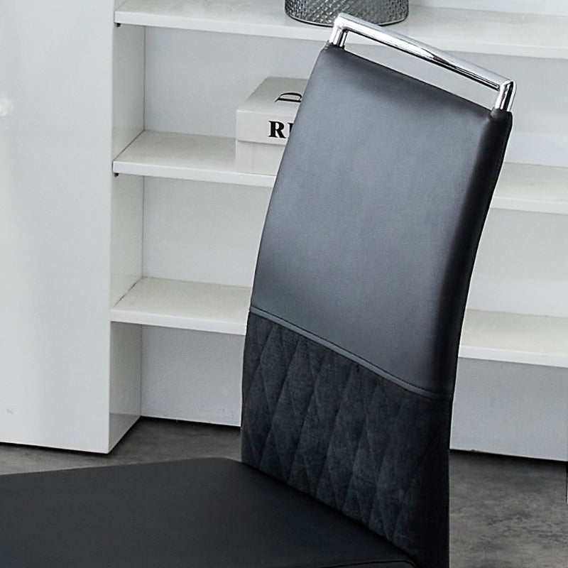 Eetkamerstoelen – Stoelen – Zitmeubilair – Side Chairs – Dining Chairs – Hoog Rugleuning – Metaal Frame – Rood & Zwart – Ergonomisch Padded Design