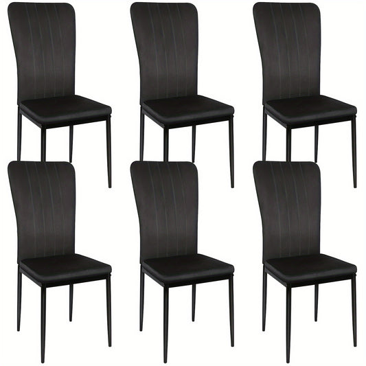 Eetkamerstoelen – Stoelen – Kuipstoelen – Keukenstoelen – Woonkamerstoelen – Set van 6 – Zwarte Velvet Bekleding – Stabiele Metalen Poten