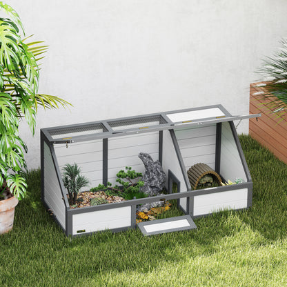 Schildpaddenhuis – Schildpaddenverblijf – Reptielenhuis – Buitenverblijf – Houten Box – Bodemloos Ontwerp – Massief Grenenhout en Gegalvaniseerd Staal