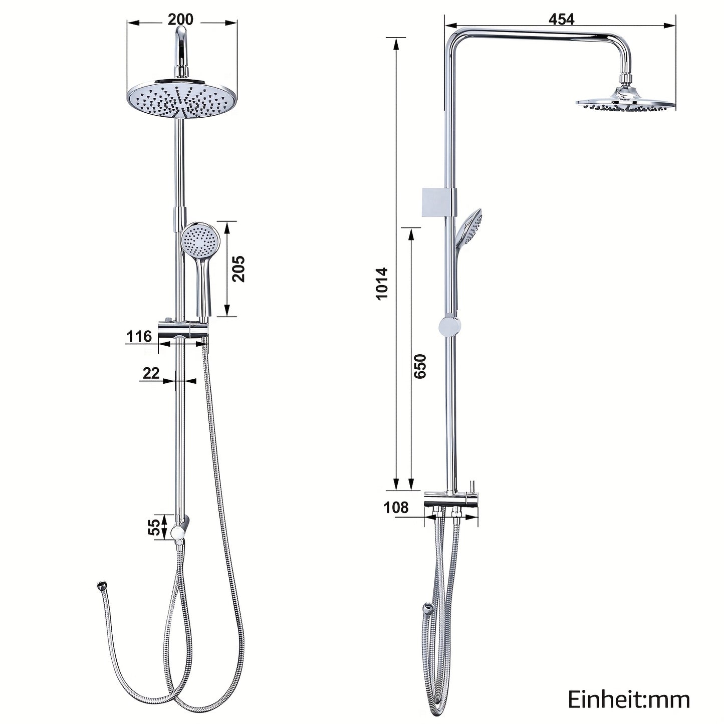 Modern Wall-Mounted Shower System with Thermostat - Complete Shower Set with Rain Shower Head, Handheld Shower & Bidet Sprayer, Easy Installation, No Batteries/Electrical Required, Durable Bathroom Fixture for Contemporary Ba