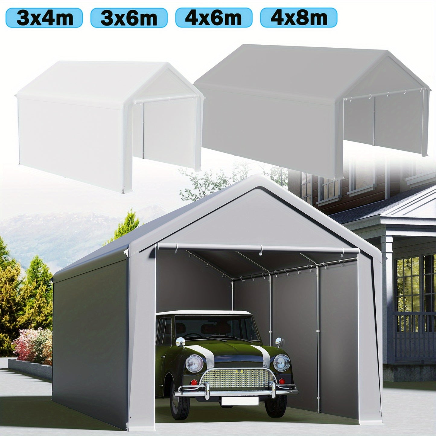 Carport – Garage Tent – Overkapping – Tuinoverkapping – Opbergtent – 4 x 6 meter – Gegalvaniseerd Stalen Frame met PE Coating